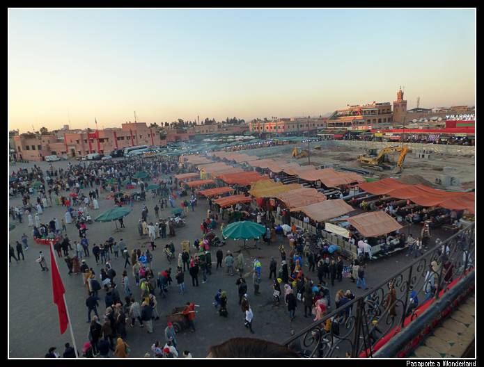 Vistas desde el Cafe Glacier el Fna Marrakech comida